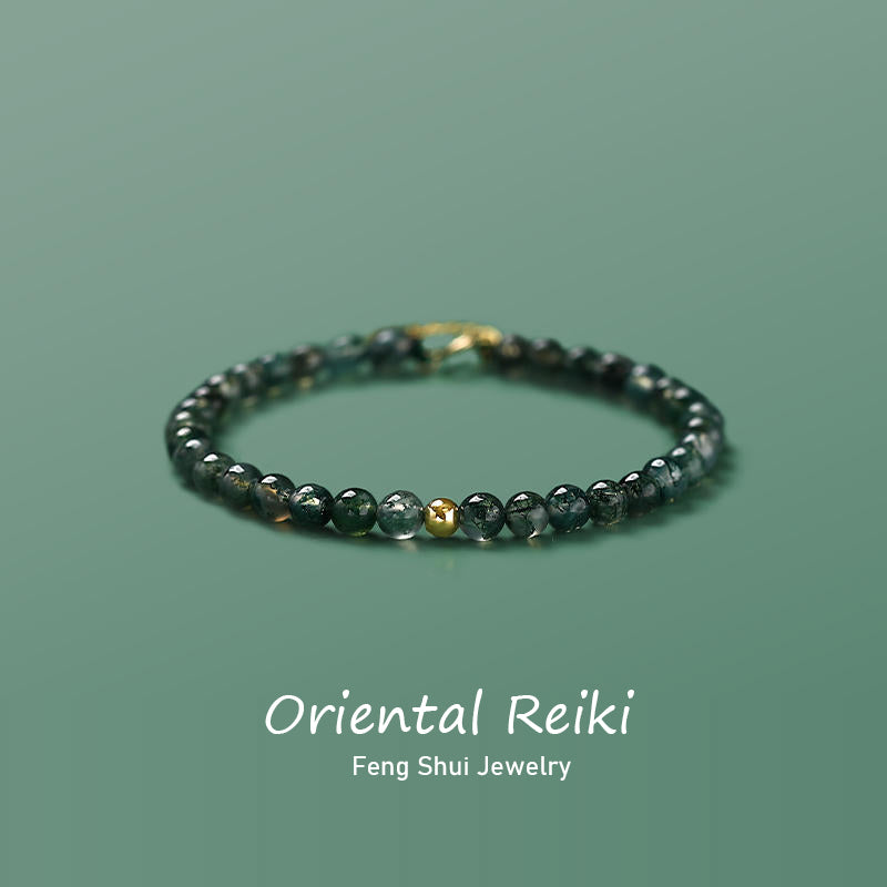 Oriental Feiki Feng Shui jewelry water grass green agate 18K gold bracelet female temperament niche simple design zodiac year hand jewelry gift for girlfriend