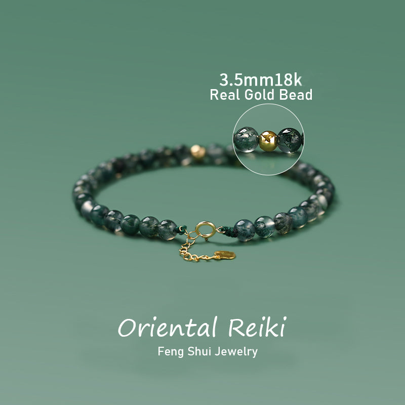 Oriental Feiki Feng Shui jewelry water grass green agate 18K gold bracelet female temperament niche simple design zodiac year hand jewelry gift for girlfriend