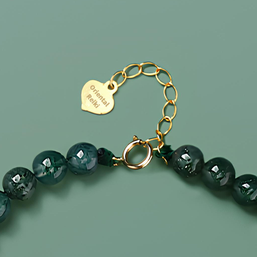 Oriental Feiki Feng Shui jewelry water grass green agate 18K gold bracelet female temperament niche simple design zodiac year hand jewelry gift for girlfriend